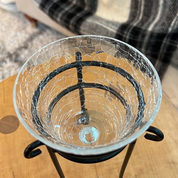Yankee Candle votive candle holder crackle glass - Picture 2 of 2